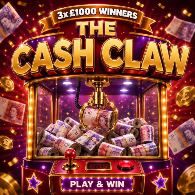 The Cash Claw ! 2 / 1 Odds!! Spin and Win & £500 Prize on Draw Day